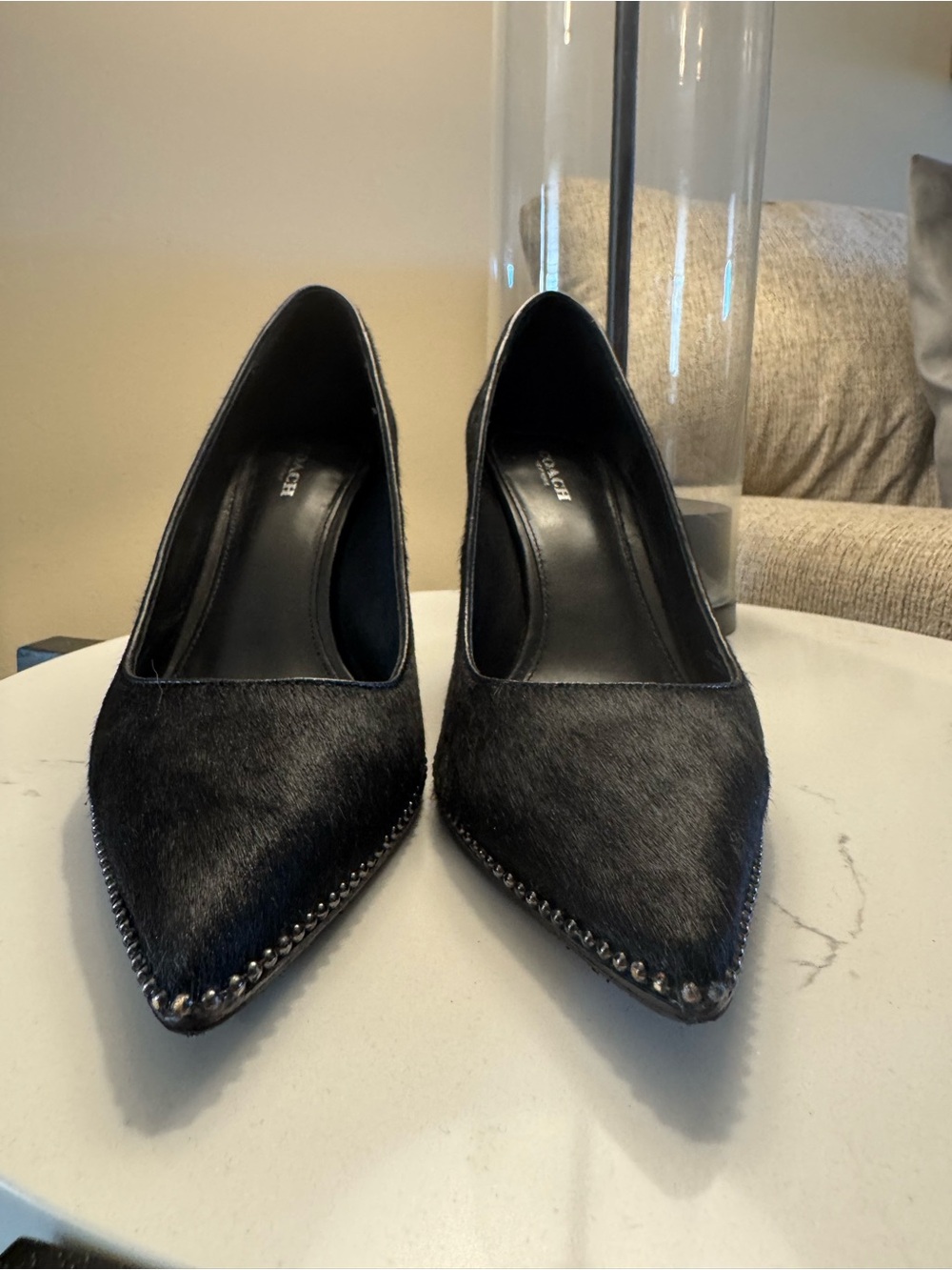 COACH Black Calf-Hair Tamera Studded Pumps A00414 Size 8/38 - Picture 4 of 6